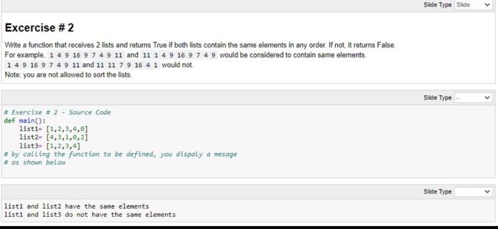 Solved Excercise #2 Write a function that recelves 2 lists | Chegg.com