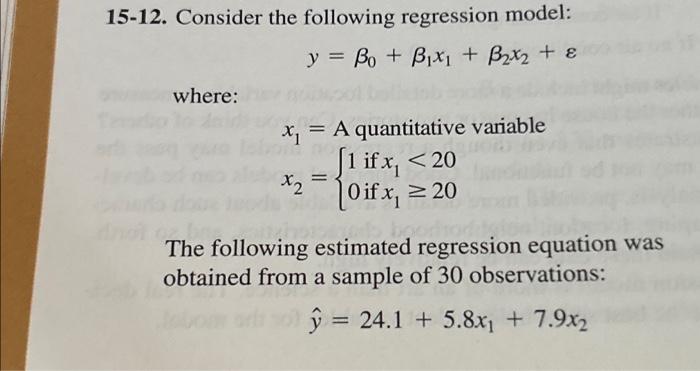 Solved 15-12. Consider The Following Regression Model: Y = | Chegg.com