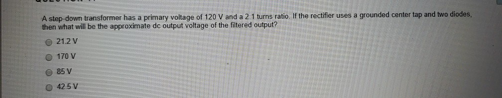 Solved A step-down transformer has a primary voltage of 120 | Chegg.com