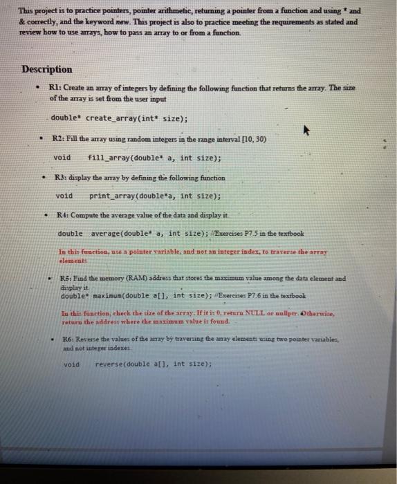 Solved This project is to practice pointers, pointer | Chegg.com