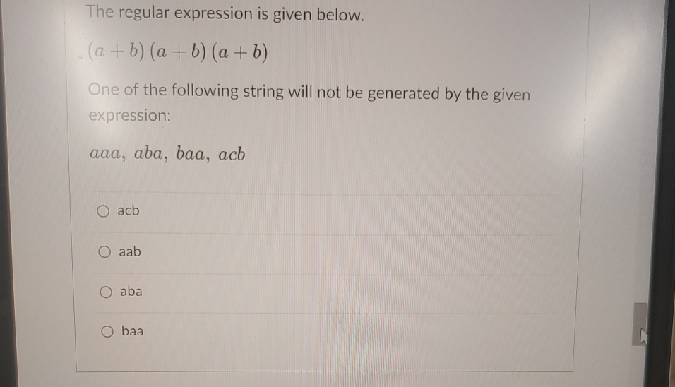 Solved The regular expression is given | Chegg.com