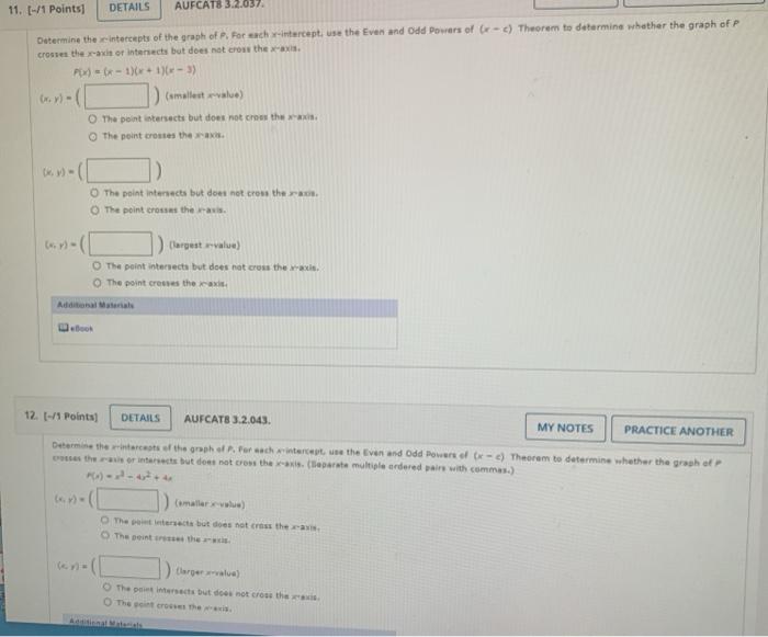 Solved 11. (-/1 Points DETAILS AUFCAT8 3.2.037 Determine The | Chegg.com