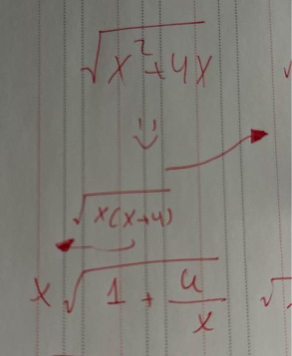 Solved How to factor it?sqrt(x^2+4x)then divide it by x