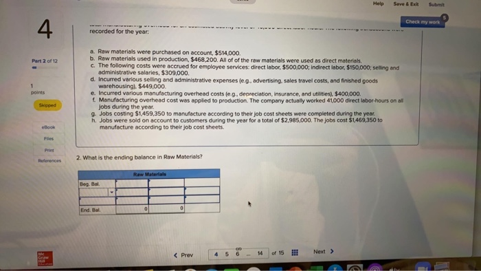 Solved Check my work 4 Part 2 of 12 Required information | Chegg.com