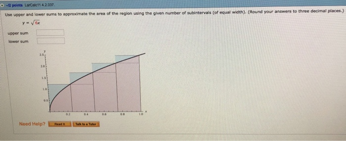 Solved O 2 Points Larcalc11 4 2 037 Use Upper And Lower S Chegg Com