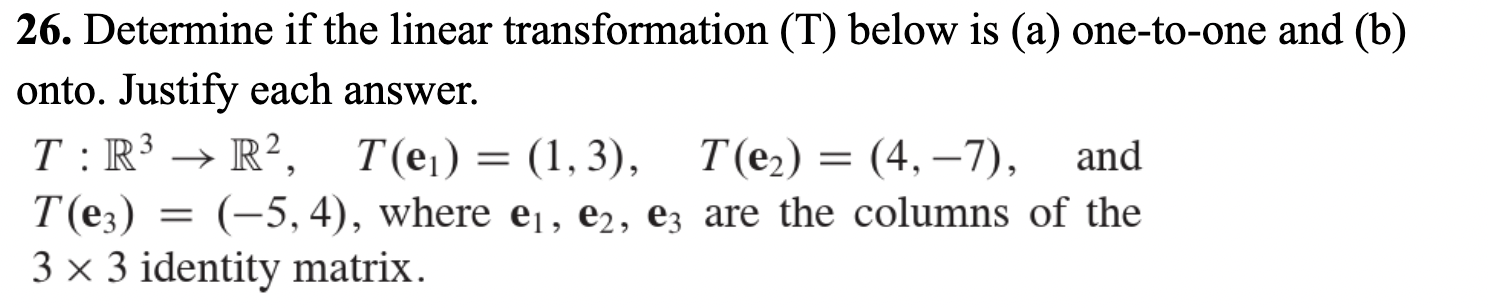 Solved Determine if the linear transformation ( T ) ﻿below | Chegg.com