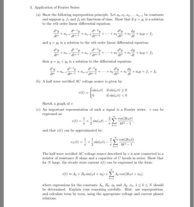 Solved 3. Application of Fourier Series: (a) Show the | Chegg.com