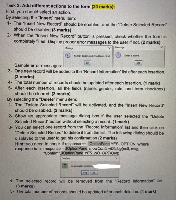 Solved O O Task 1: GUI Design (20 marks): Design the GUI, as | Chegg.com