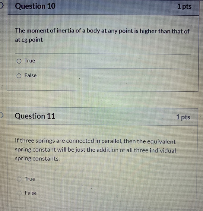 Solved Question 2 2 pts A mass 10 kg is placed at the end of | Chegg.com