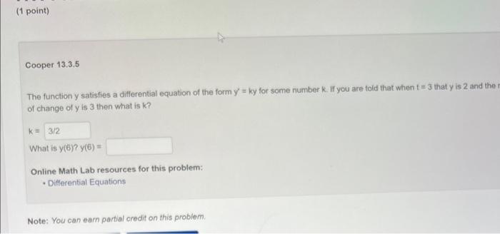 Solved The Function Y Satisfies A Differential Equation Of