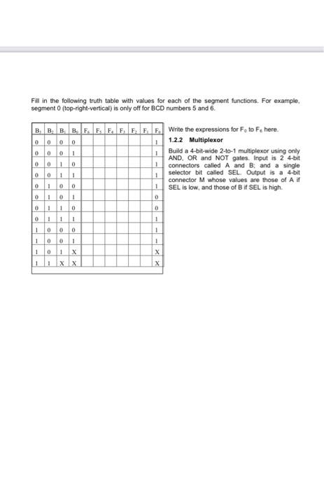 Solved Fill in the following truth table with values for | Chegg.com