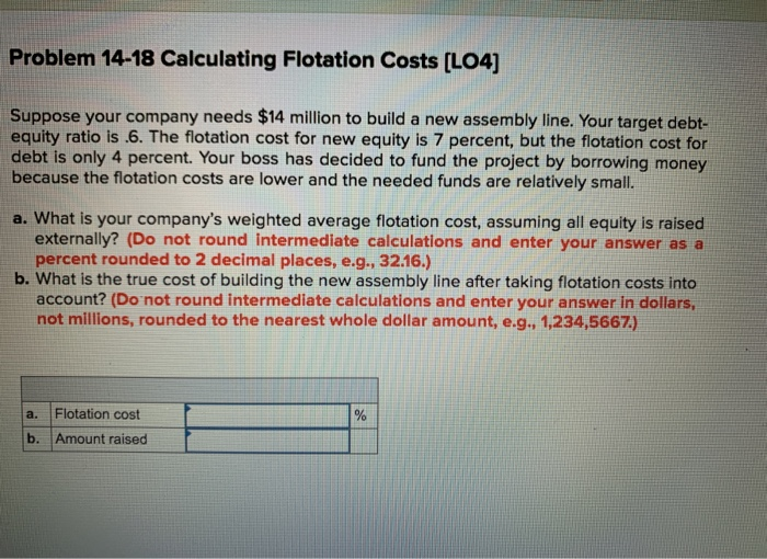 Solved Problem 1418 Calculating Flotation Costs (L04)