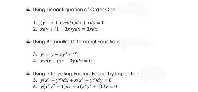 Solved Using Linear Equation Of Order One 1 Y X Chegg Com