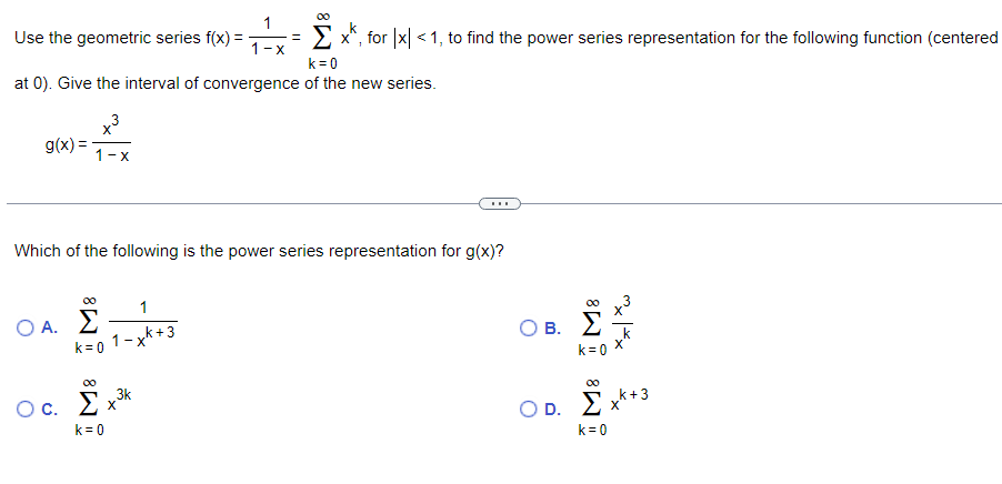 Solved Which of the following is the power series | Chegg.com