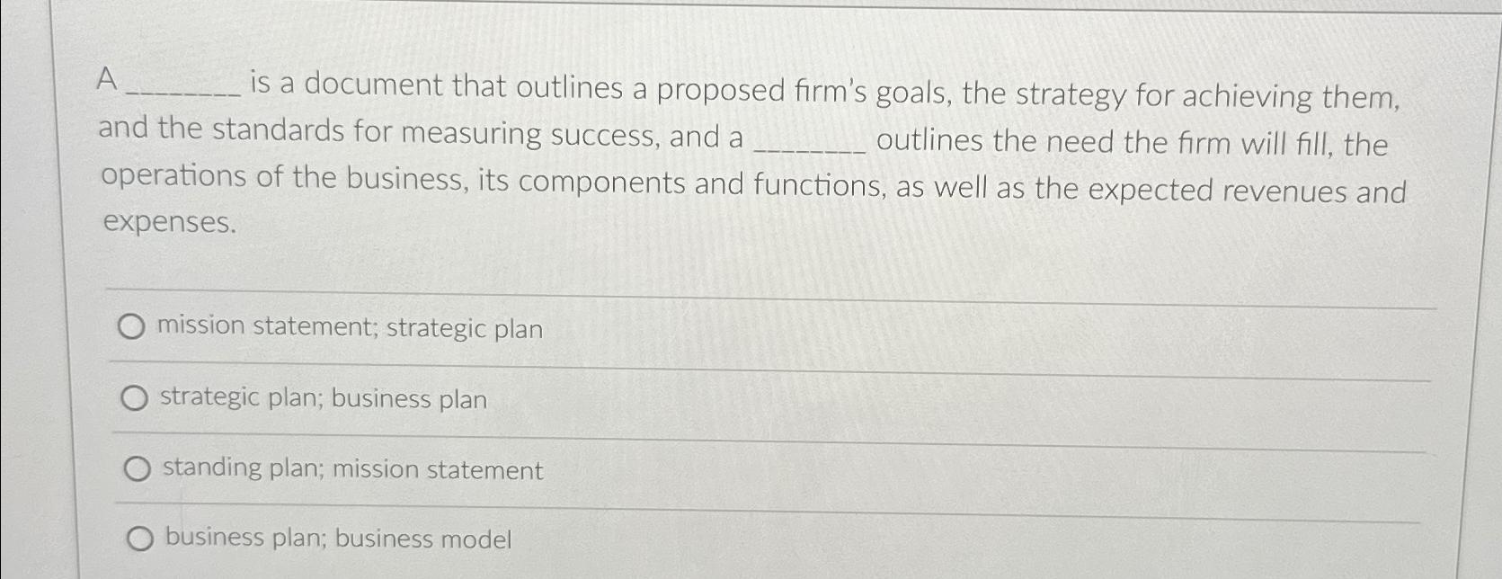 Solved A is a document that outlines a proposed firm's | Chegg.com