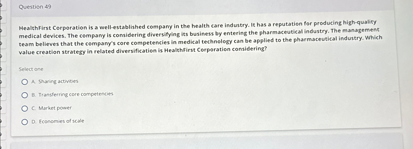 Solved Question 49HealthFirst Corporation is a | Chegg.com