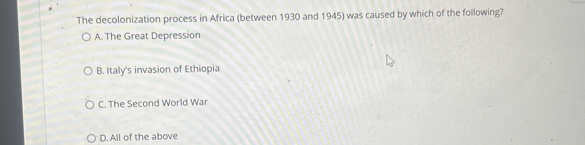 Solved The decolonization process in Africa (between 1930 | Chegg.com