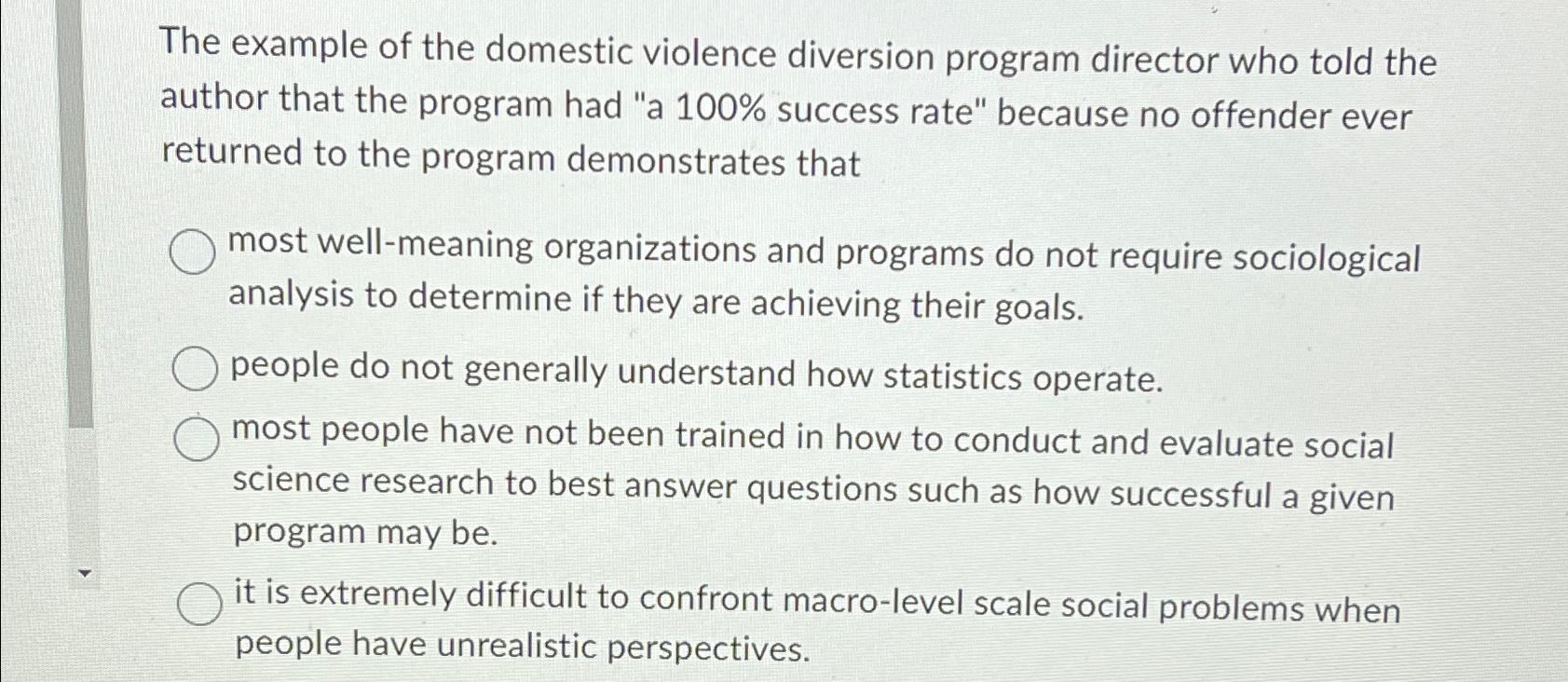 The example of the domestic violence diversion