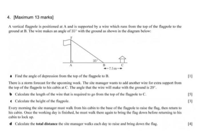 Solved A vertical flagpole is positioned at A and is | Chegg.com