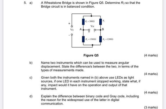 Solved A Wheatstone Bridge is shown in Figure Q5. Determine | Chegg.com