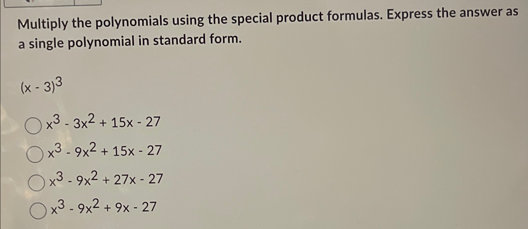 Solved Multiply the polynomials using the special product