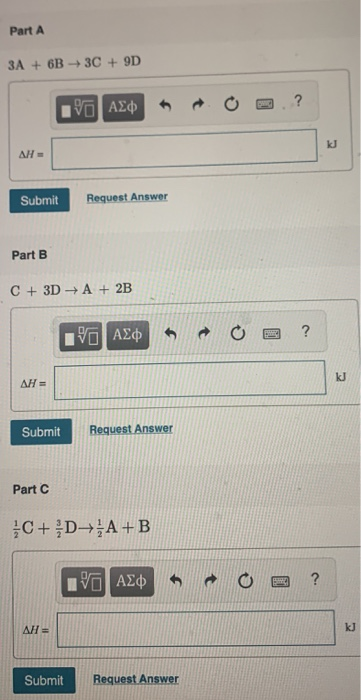 Solved Part A 3Α + 6B - 3C 4 9D θα ΑΣφ ΔΗ- Submit Request | Chegg.com