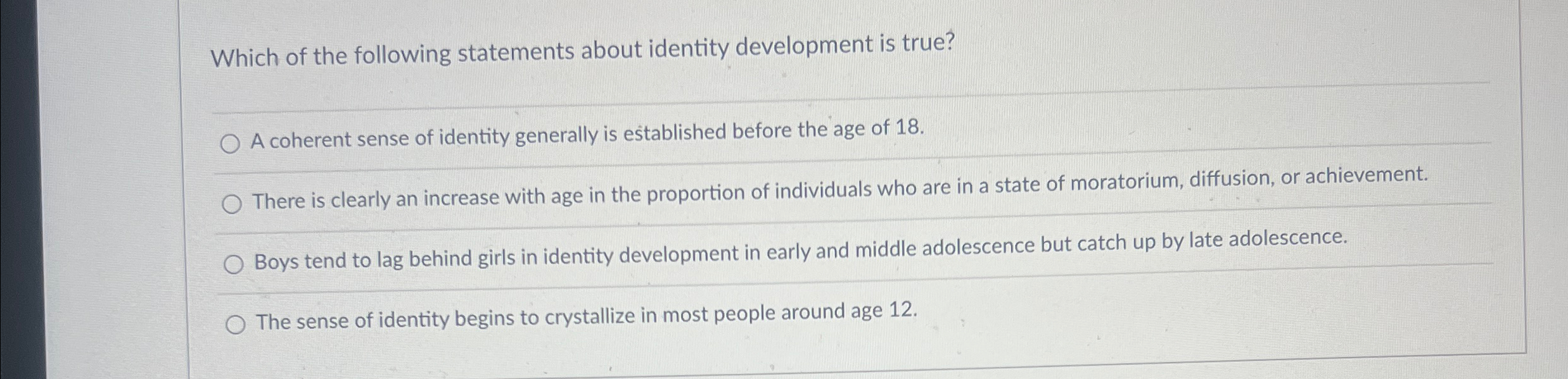 Solved Which of the following statements about identity | Chegg.com