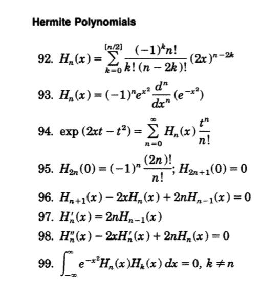 Solved prove 20*[e-*ga+sp.(dt = H, (2) **** x (5.8) Hermite | Chegg.com