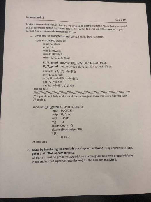 Solved Homework 2 ECE 320 Make Sure You First Identify | Chegg.com