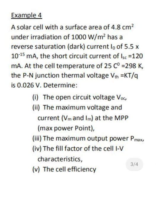 Solved Example 4 A solar cell with a surface area of 4.8 cm | Chegg.com