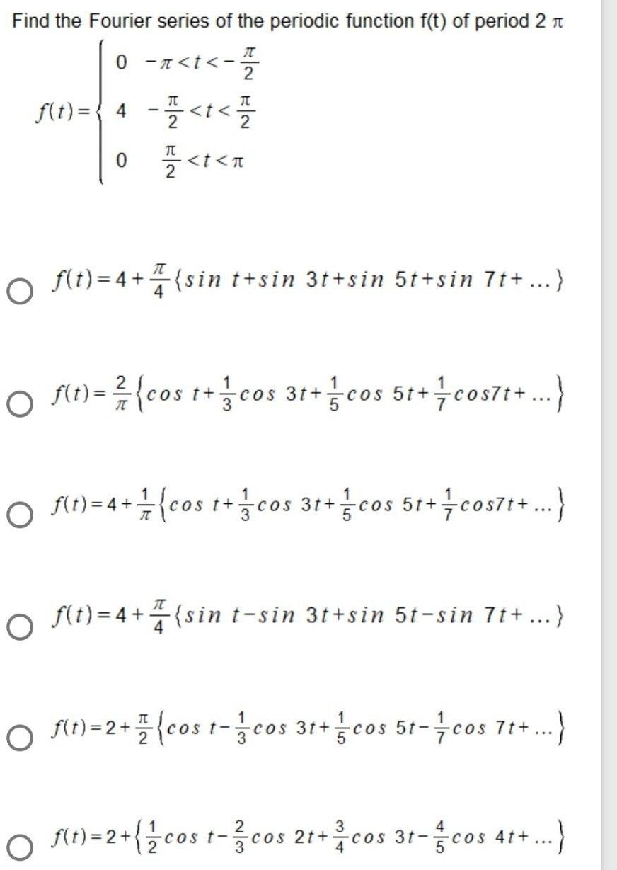 Solved Find the Fourier series of the periodic function f(t) | Chegg.com