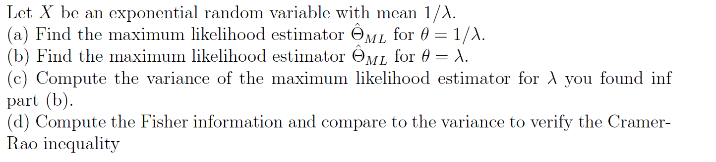 Solved Let x ﻿be an exponential random variable with mean | Chegg.com