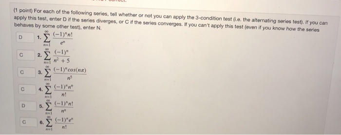Solved (1 point) For each of the following series, tell | Chegg.com