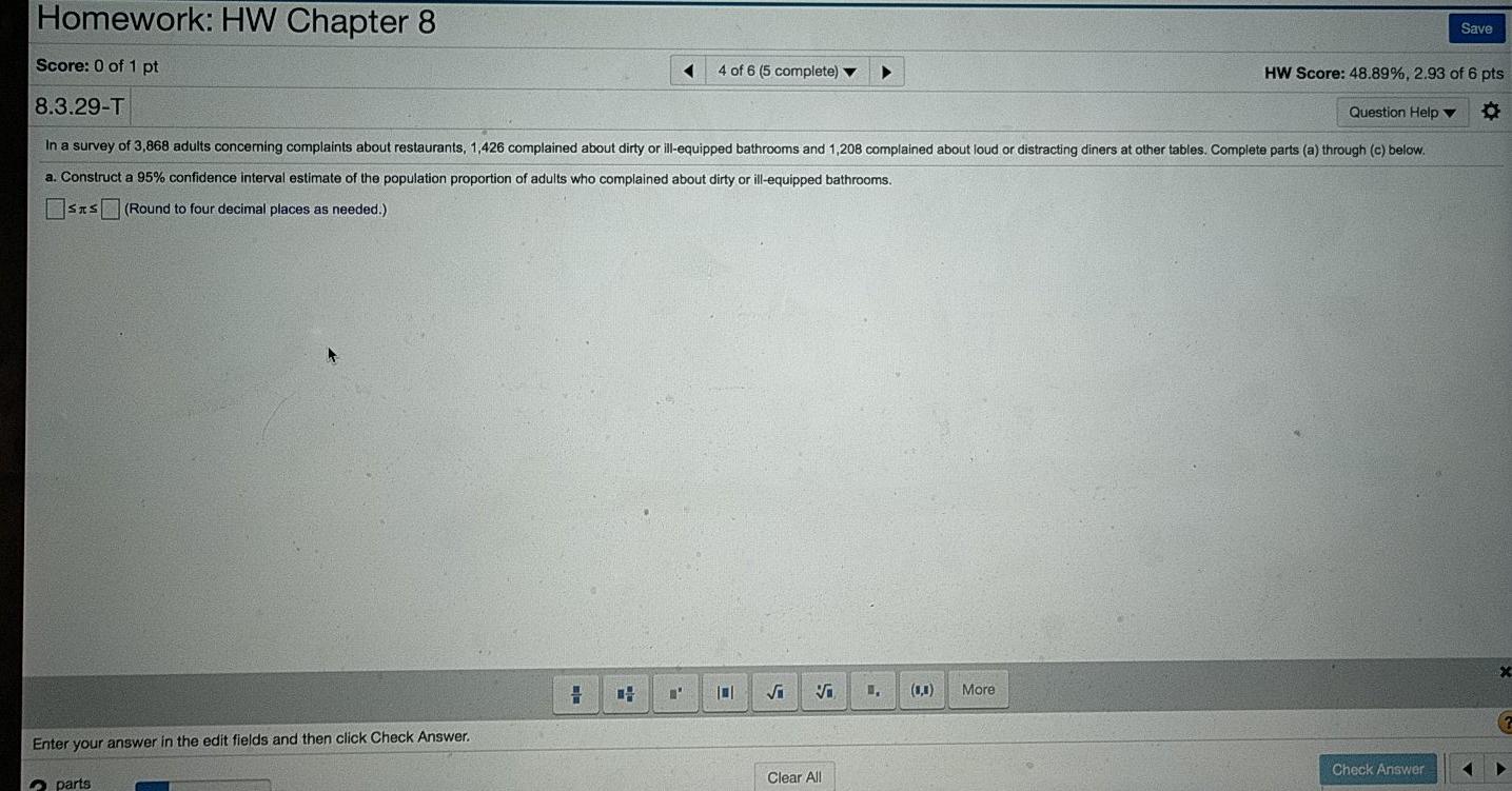 Solved Homework: HW Chapter 8 Save Score: 0 of 1 pt 4 of 6 | Chegg.com