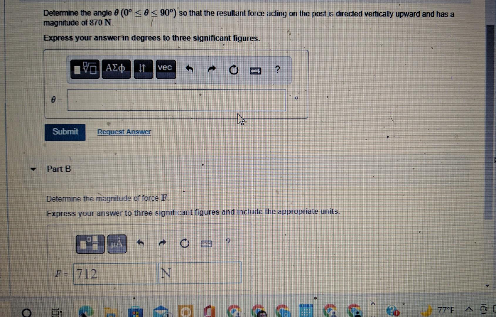 Solved Determine the angle θ(0∘≤θ≤90∘) so that the resultant | Chegg.com