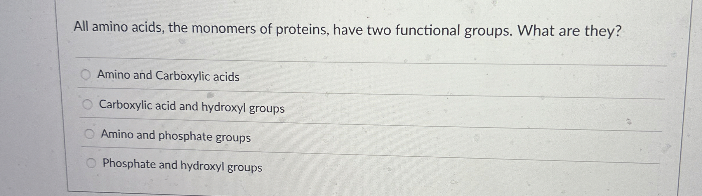 Solved All amino acids, the monomers of proteins, have two | Chegg.com