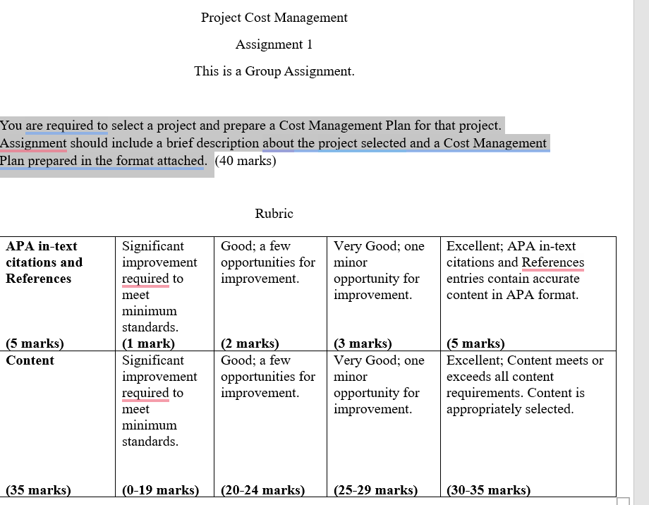 Solved Project Cost ManagementAssignment 1This is a Group | Chegg.com