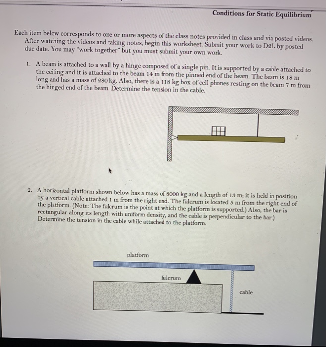 Solved Conditions for Static Equilibrium Each item below | Chegg.com