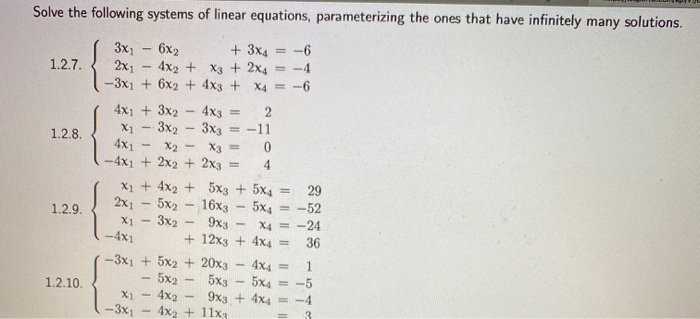 Solved Solve The Following Systems Of Linear Equations 4523