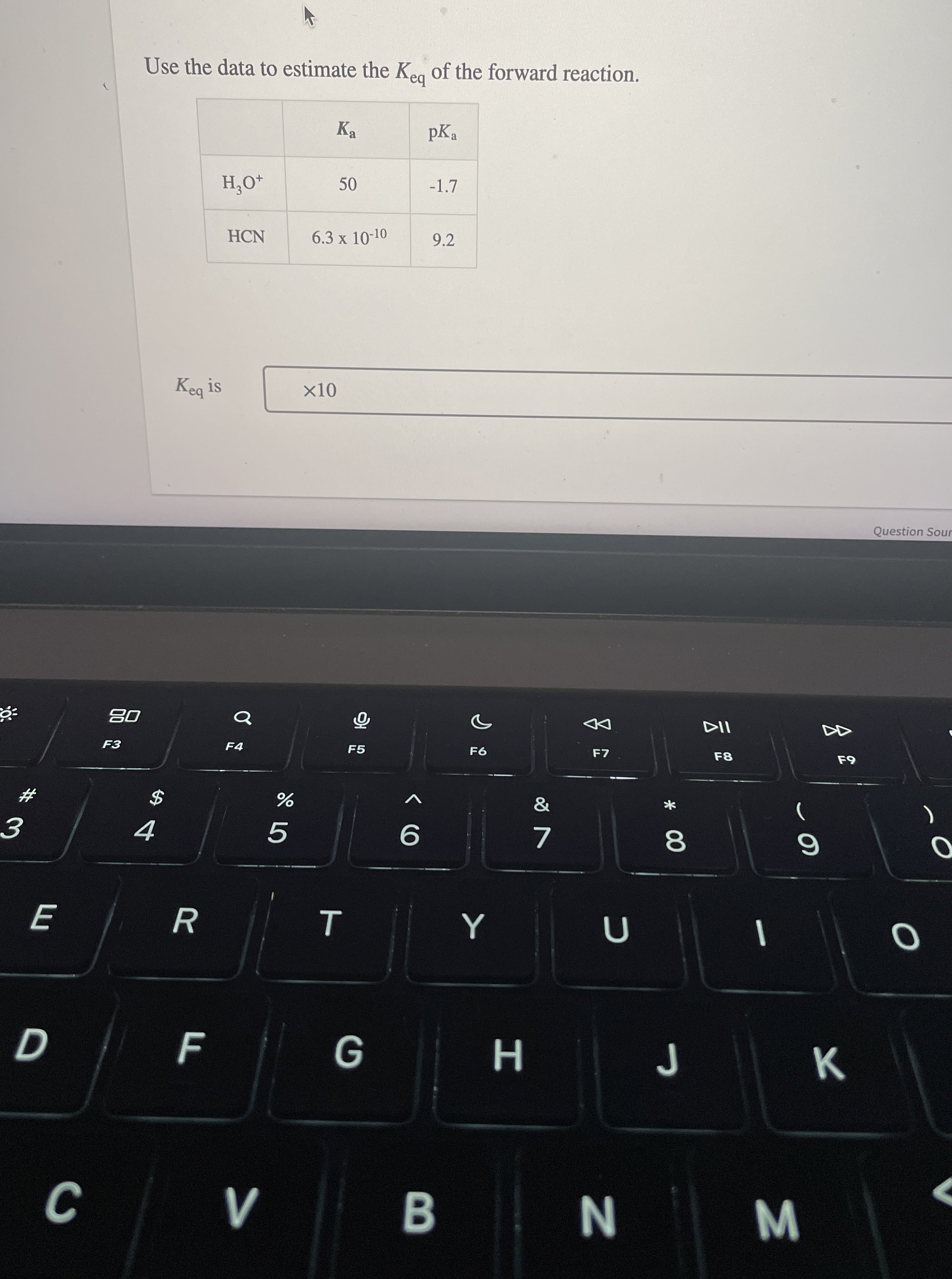 Solved Use the data to estimate the Keq ﻿of the forward | Chegg.com