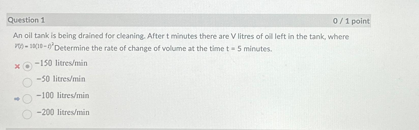 Solved Question 101 ﻿pointAn oil tank is being drained for