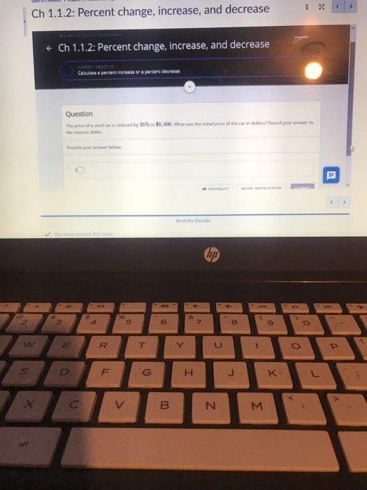 Solved Ch 1.1.2: Percent change, increase, and decrease + Ch | Chegg.com