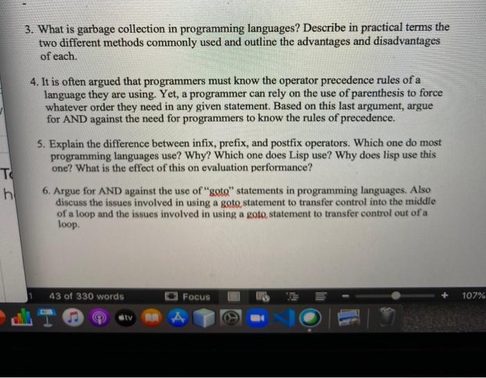Solved 3. What is garbage collection in programming | Chegg.com