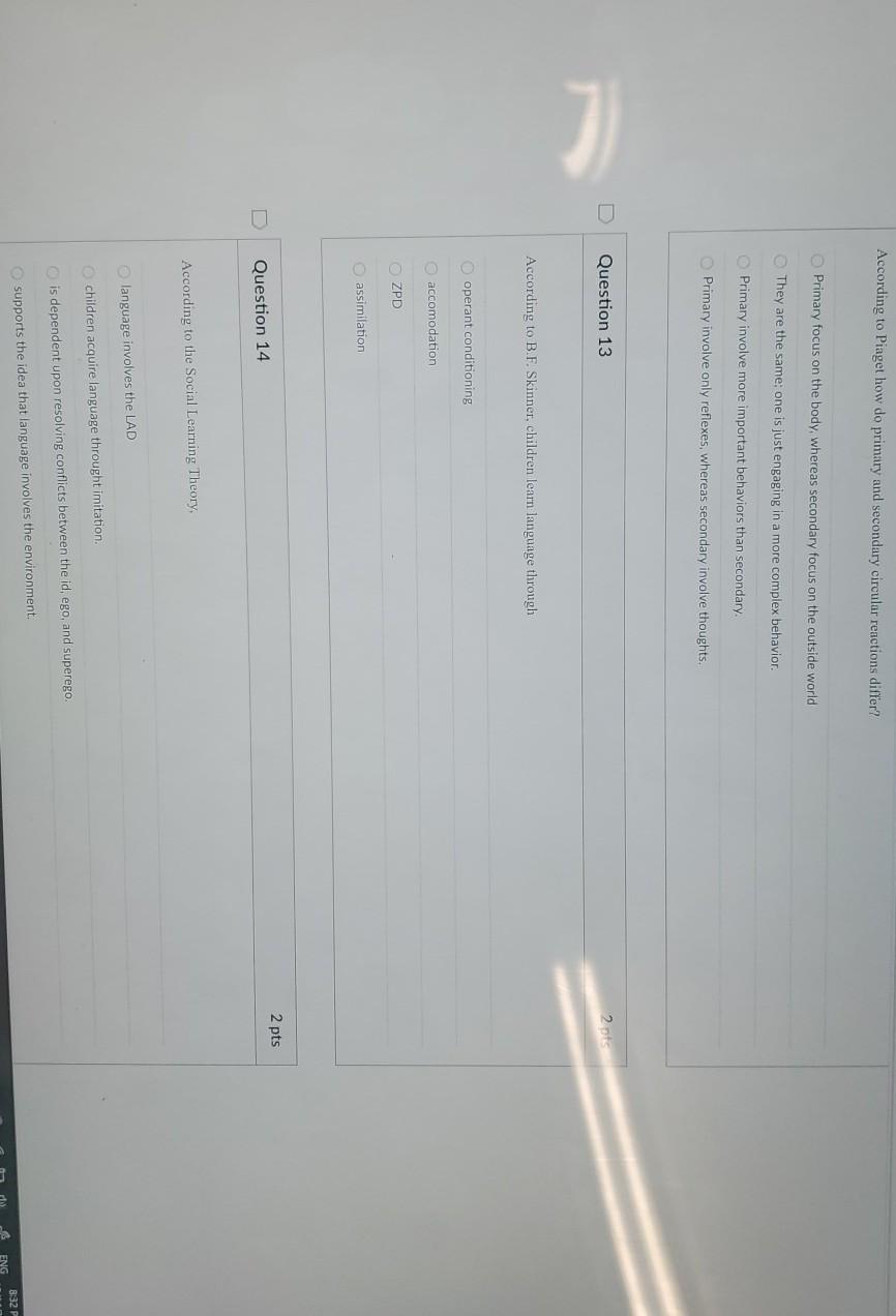 Solved According to Piaget how do primary and secondary Chegg