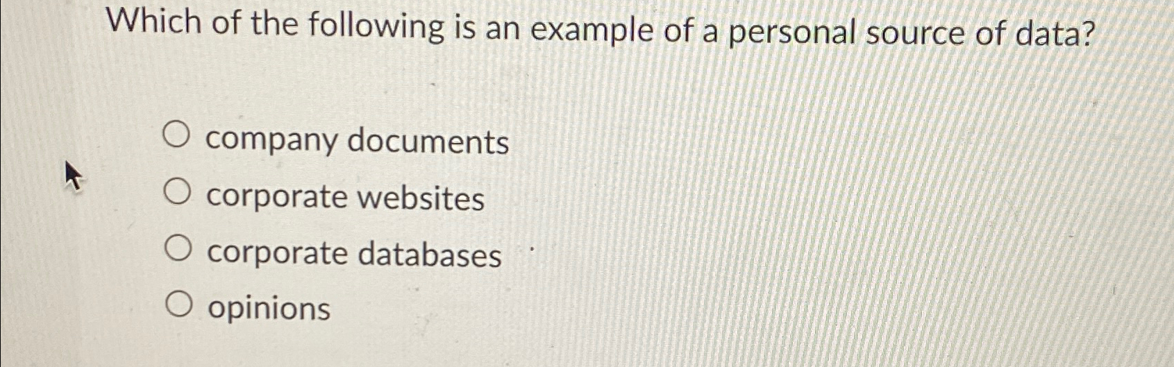 Solved Which of the following is an example of a personal | Chegg.com