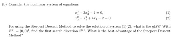 Solved (b) Consider the nonlinear system of equations z +