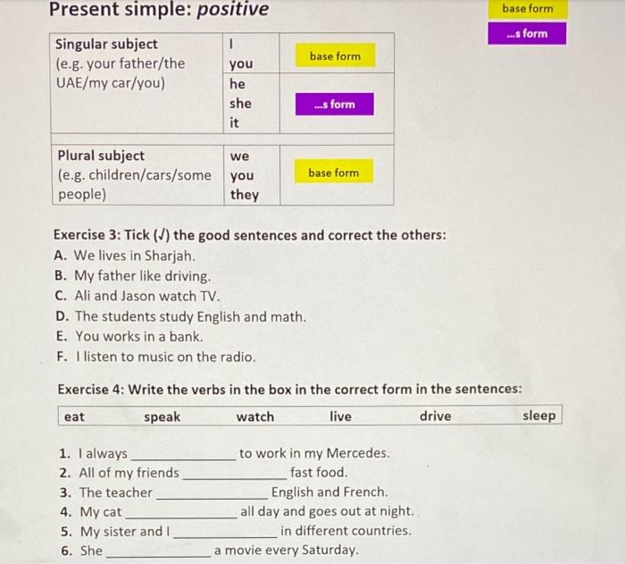 Exercise 1: Complete the table: Exercise 2: Highlight | Chegg.com
