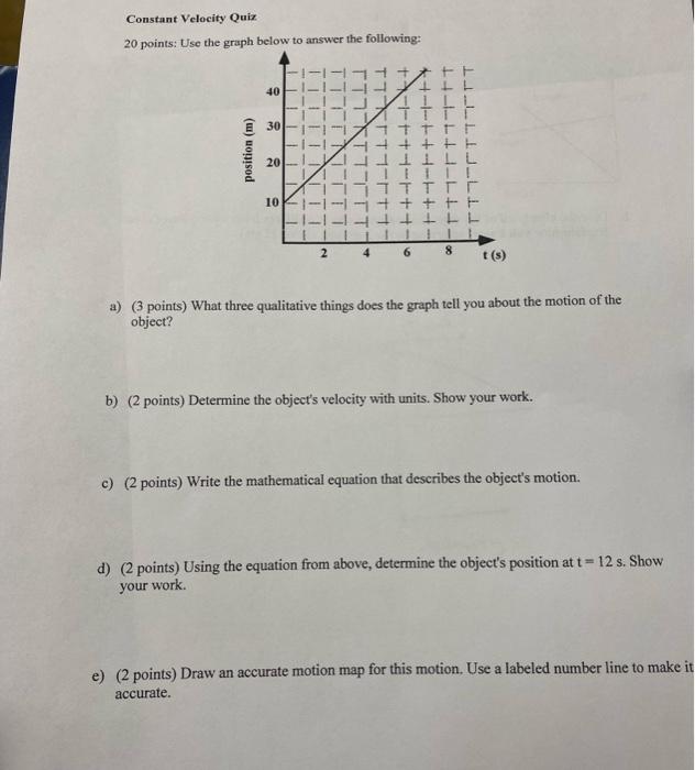 Solved Constant Velocity Quiz 20 points Use the graph below