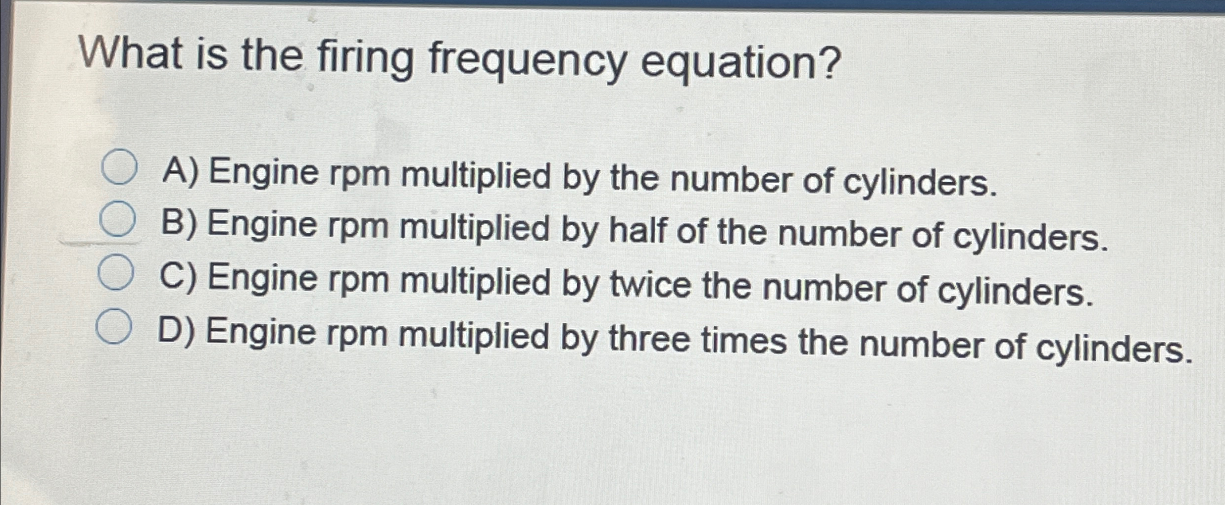 Solved What is the firing frequency equation?A) ﻿Engine rpm | Chegg.com