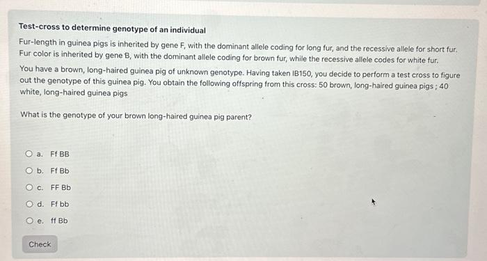 Solved Test-cross to determine genotype of an individual | Chegg.com